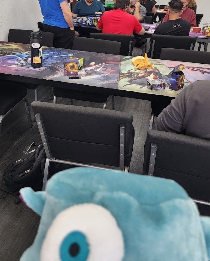 clipped Fblthp hat at Magic: The Gathering Edge of Eternities pre-release event